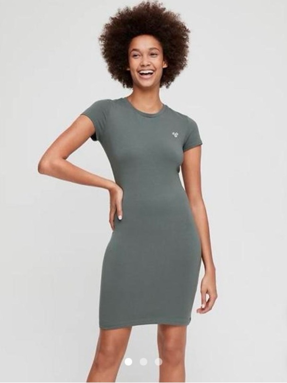 TNA Olive Short Sleeve Bodycon Mini Dress